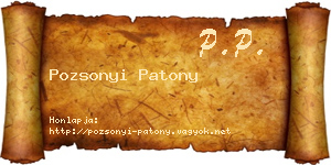 Pozsonyi Patony névjegykártya
